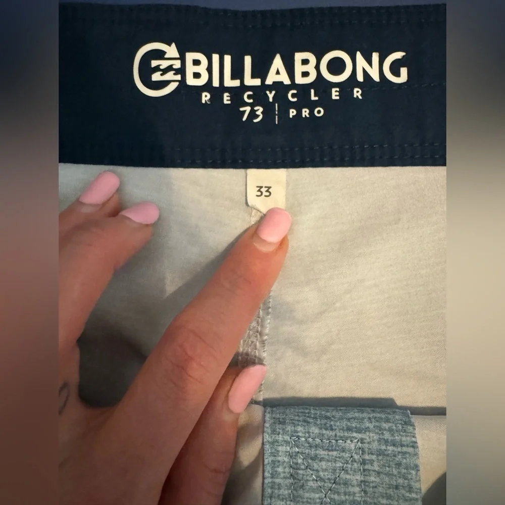 Billabong Light Blue Board Shorts with Navy Accents